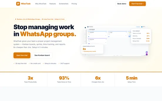 WiseTask — its live website